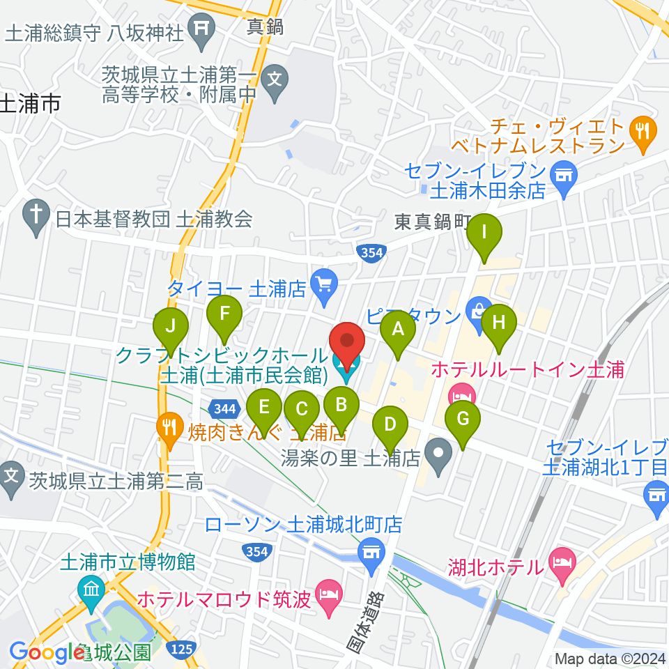 クラフトシビックホール土浦周辺の駐車場・コインパーキング一覧地図