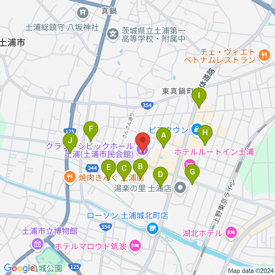 クラフトシビックホール土浦周辺の駐車場・コインパーキング一覧地図