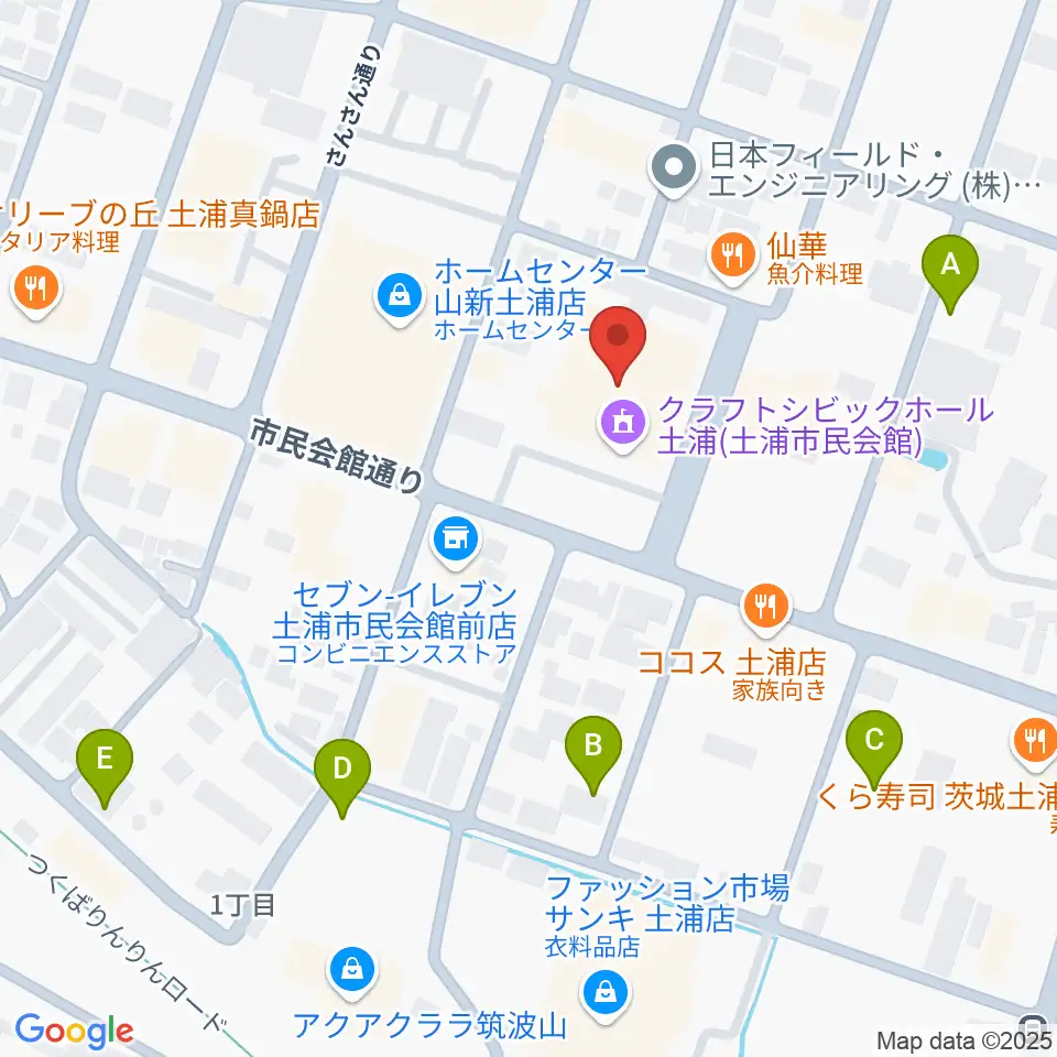 クラフトシビックホール土浦周辺の駐車場・コインパーキング一覧地図