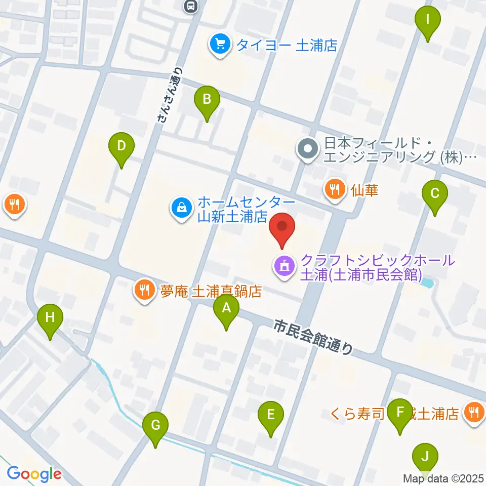 クラフトシビックホール土浦周辺の駐車場・コインパーキング一覧地図