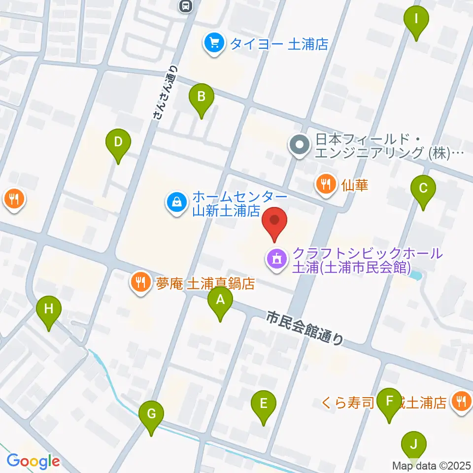 クラフトシビックホール土浦周辺の駐車場・コインパーキング一覧地図