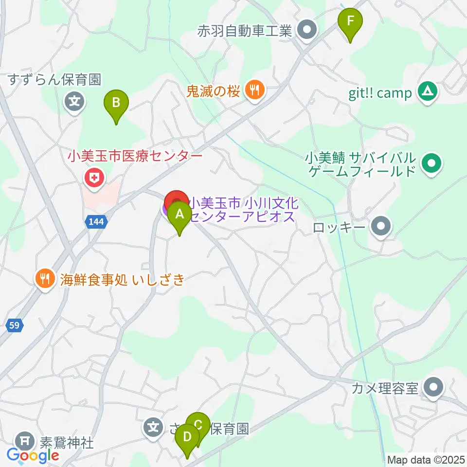 小美玉市小川文化センター アピオス周辺の駐車場・コインパーキング一覧地図