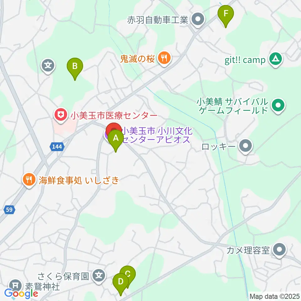 小美玉市小川文化センター アピオス周辺の駐車場・コインパーキング一覧地図