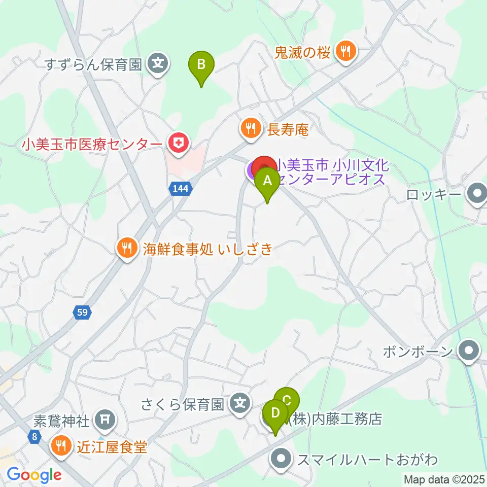 小美玉市小川文化センター アピオス周辺の駐車場・コインパーキング一覧地図
