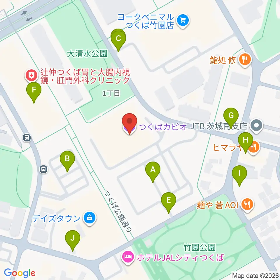 つくばカピオ ホール 周辺の駐車場 コインパーキング一覧マップ つくばカピオ ホール 周辺の駐車場 コインパーキング一覧マップ
