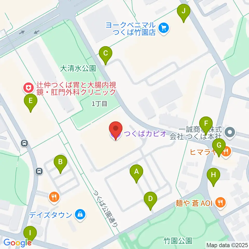 つくばカピオ周辺の駐車場・コインパーキング一覧地図