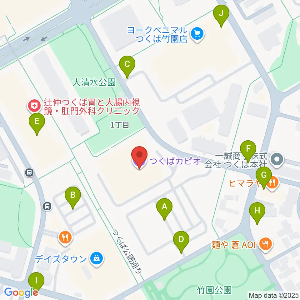 つくばカピオ周辺の駐車場・コインパーキング一覧地図