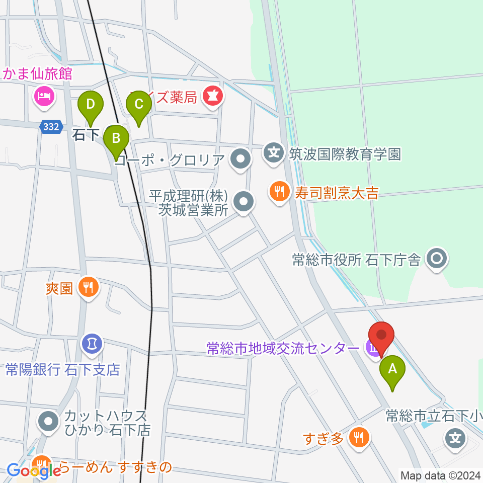 常総市地域交流センター周辺の駐車場・コインパーキング一覧地図