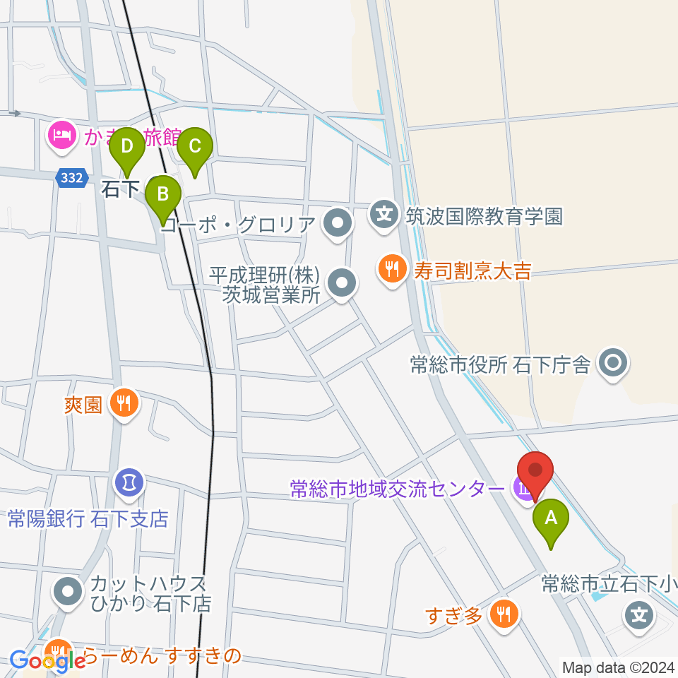 常総市地域交流センター周辺の駐車場・コインパーキング一覧地図