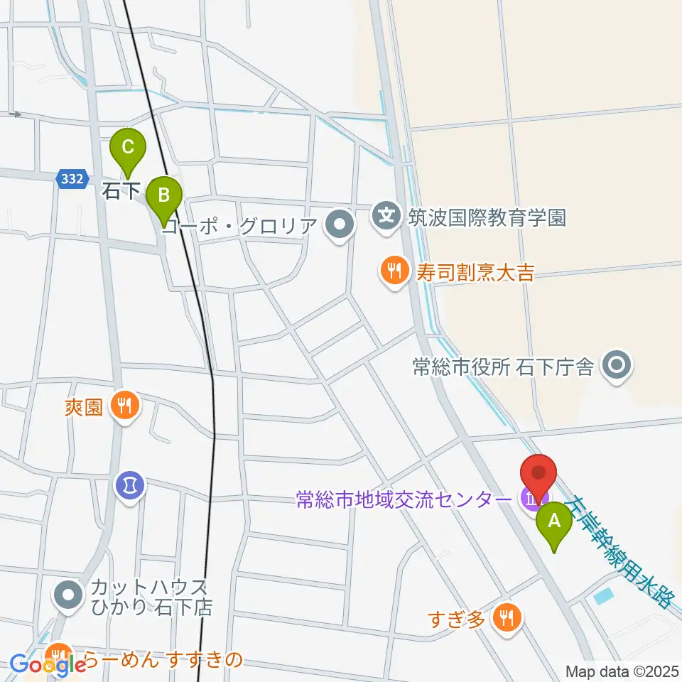 常総市地域交流センター周辺の駐車場・コインパーキング一覧地図
