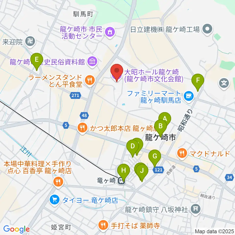 大昭ホール龍ケ崎周辺の駐車場・コインパーキング一覧地図