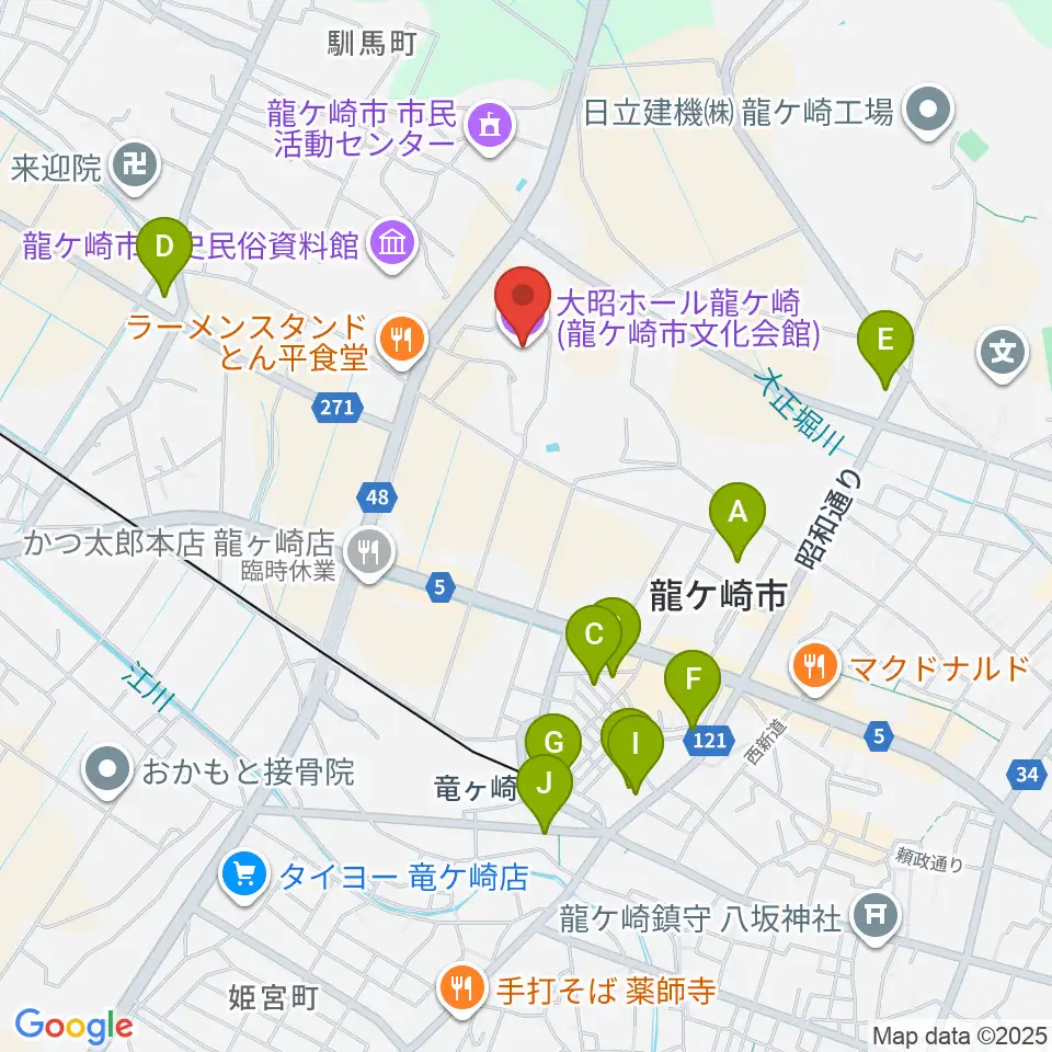 大昭ホール龍ケ崎周辺の駐車場・コインパーキング一覧地図