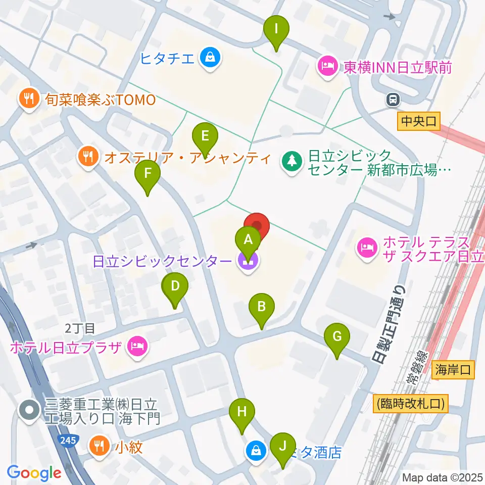 日立シビックセンター周辺の駐車場・コインパーキング一覧地図