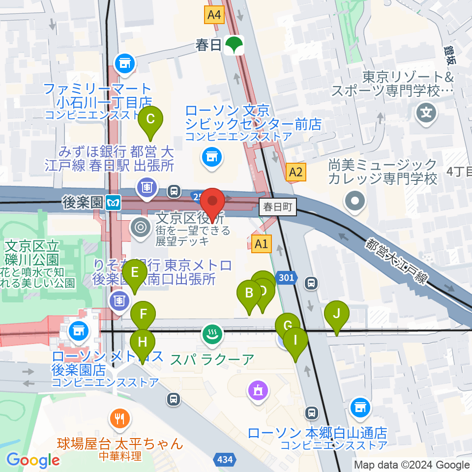 文京シビックホール周辺の駐車場・コインパーキング一覧地図