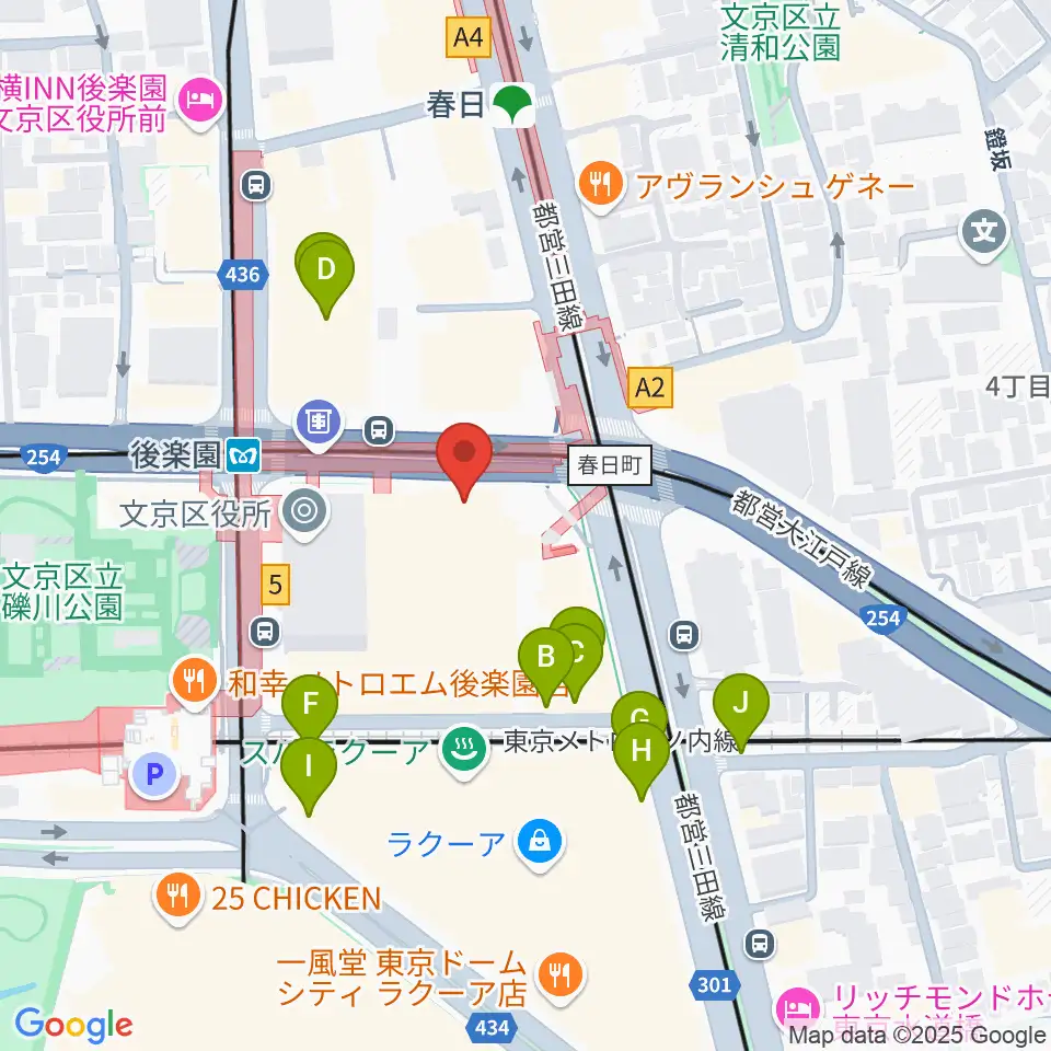 文京シビックホール周辺の駐車場・コインパーキング一覧地図