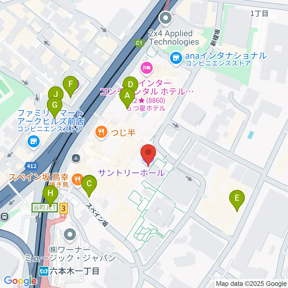 サントリーホール周辺の駐車場・コインパーキング一覧地図