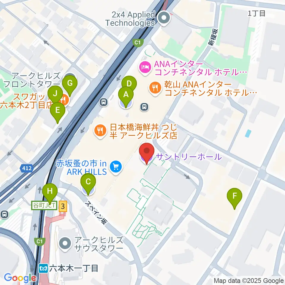 サントリーホール周辺の駐車場・コインパーキング一覧地図
