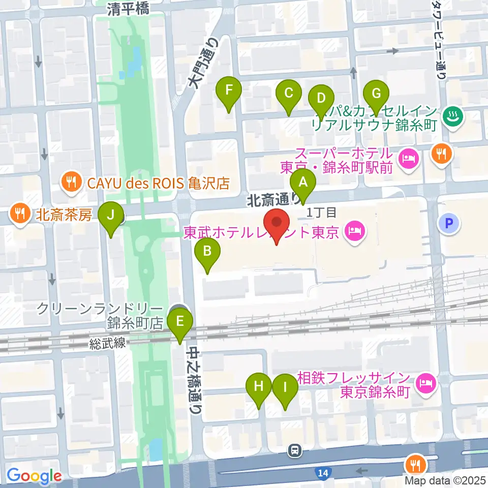 すみだトリフォニーホール周辺の駐車場・コインパーキング一覧地図