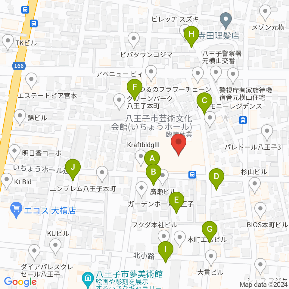 いちょうホール 八王子市芸術文化会館周辺の駐車場・コインパーキング一覧地図
