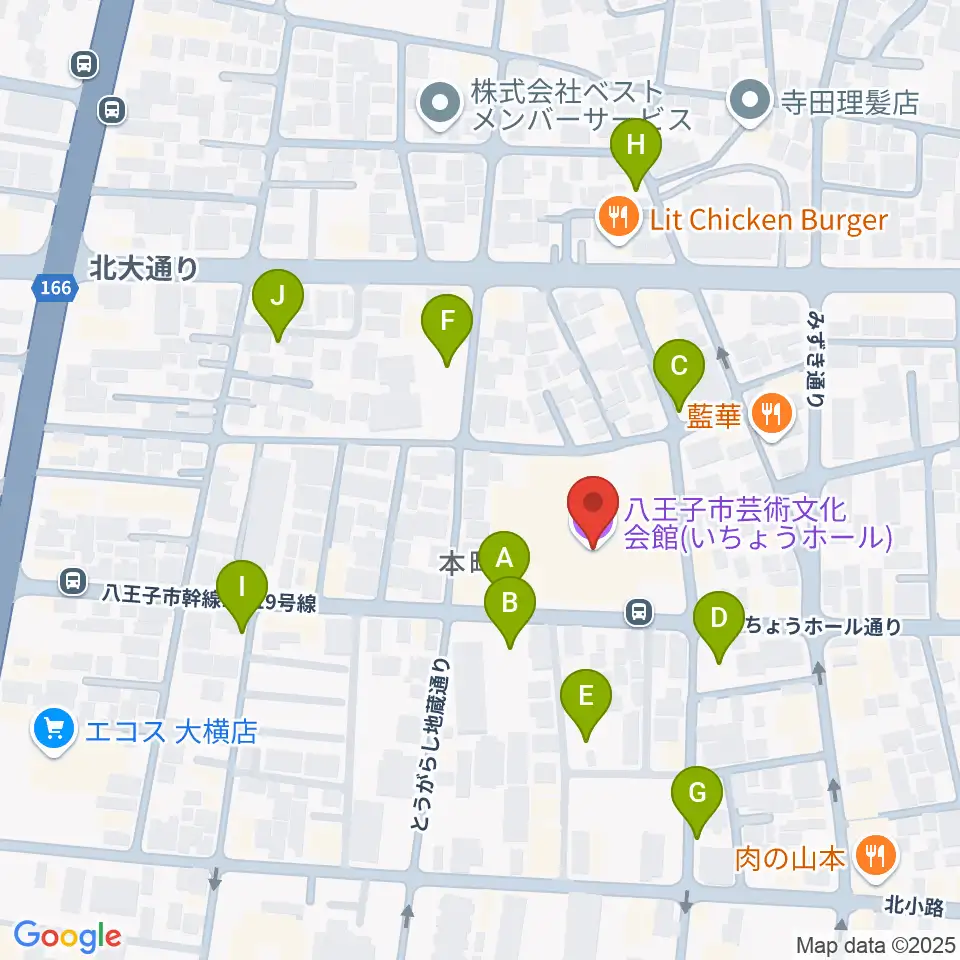 いちょうホール周辺の駐車場・コインパーキング一覧地図