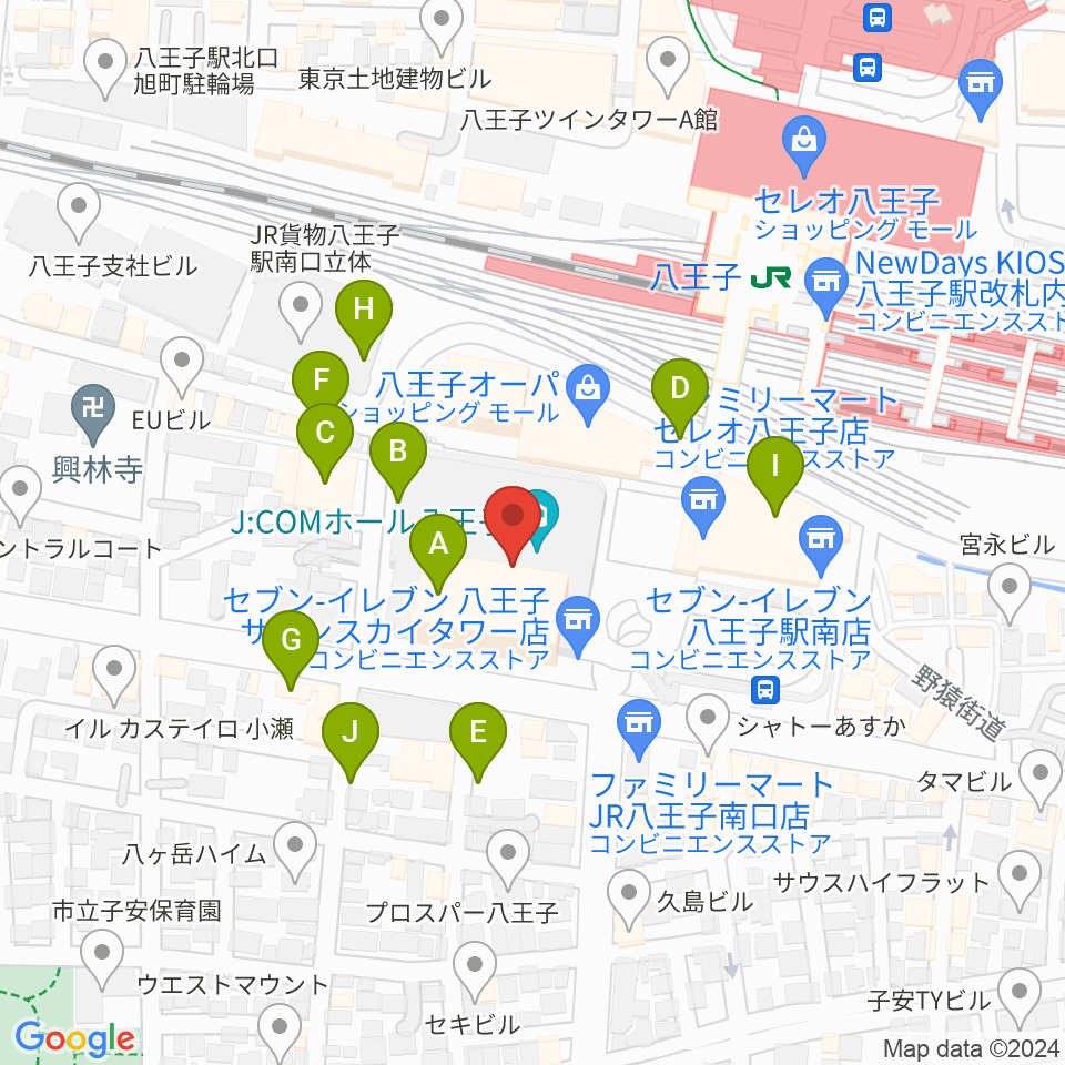 J:COMホール八王子周辺の駐車場・コインパーキング一覧地図