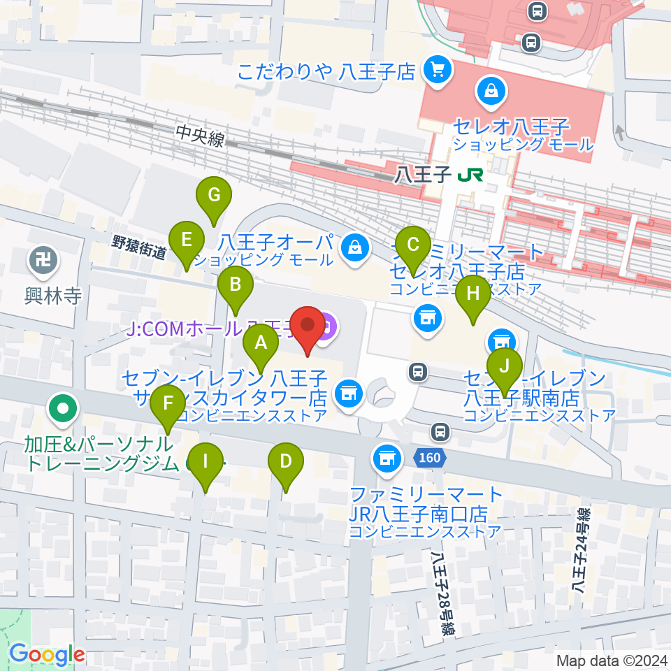 J:COMホール八王子周辺の駐車場・コインパーキング一覧地図