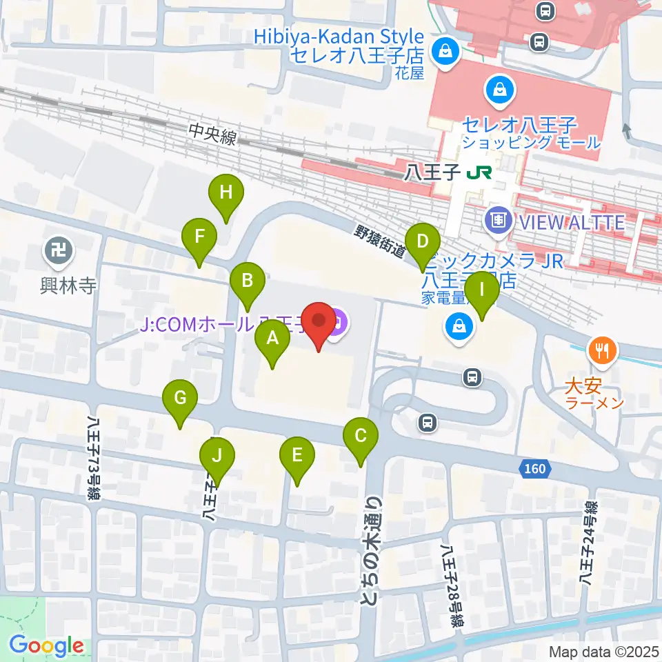 J:COMホール八王子周辺の駐車場・コインパーキング一覧地図