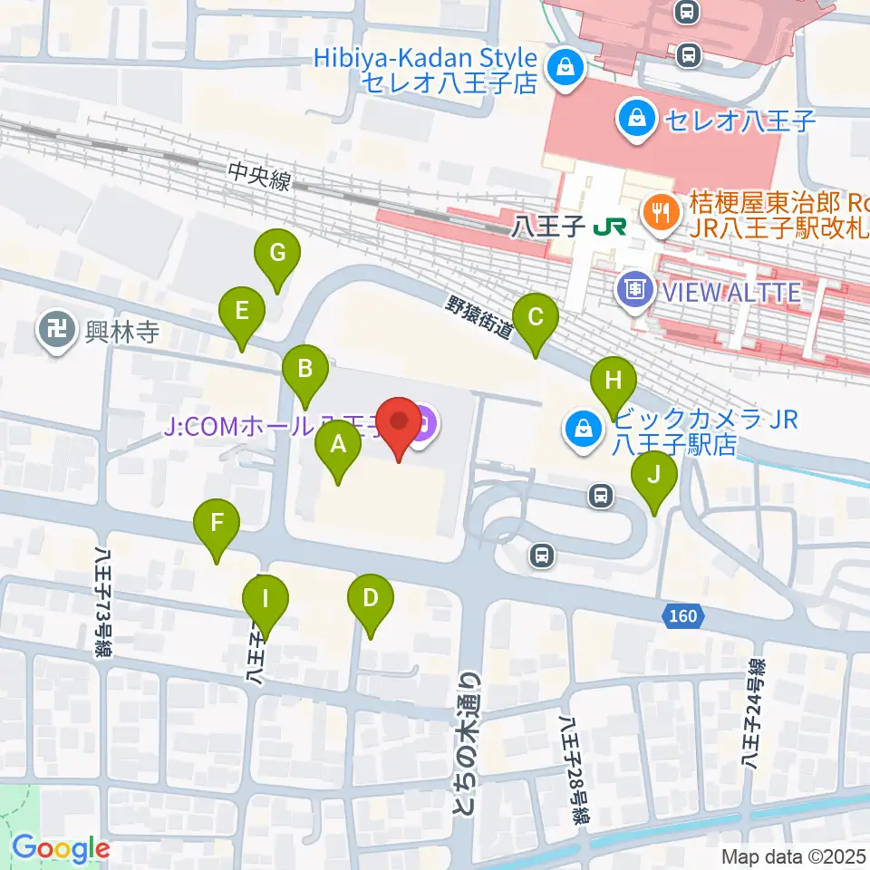 J:COMホール八王子周辺の駐車場・コインパーキング一覧地図