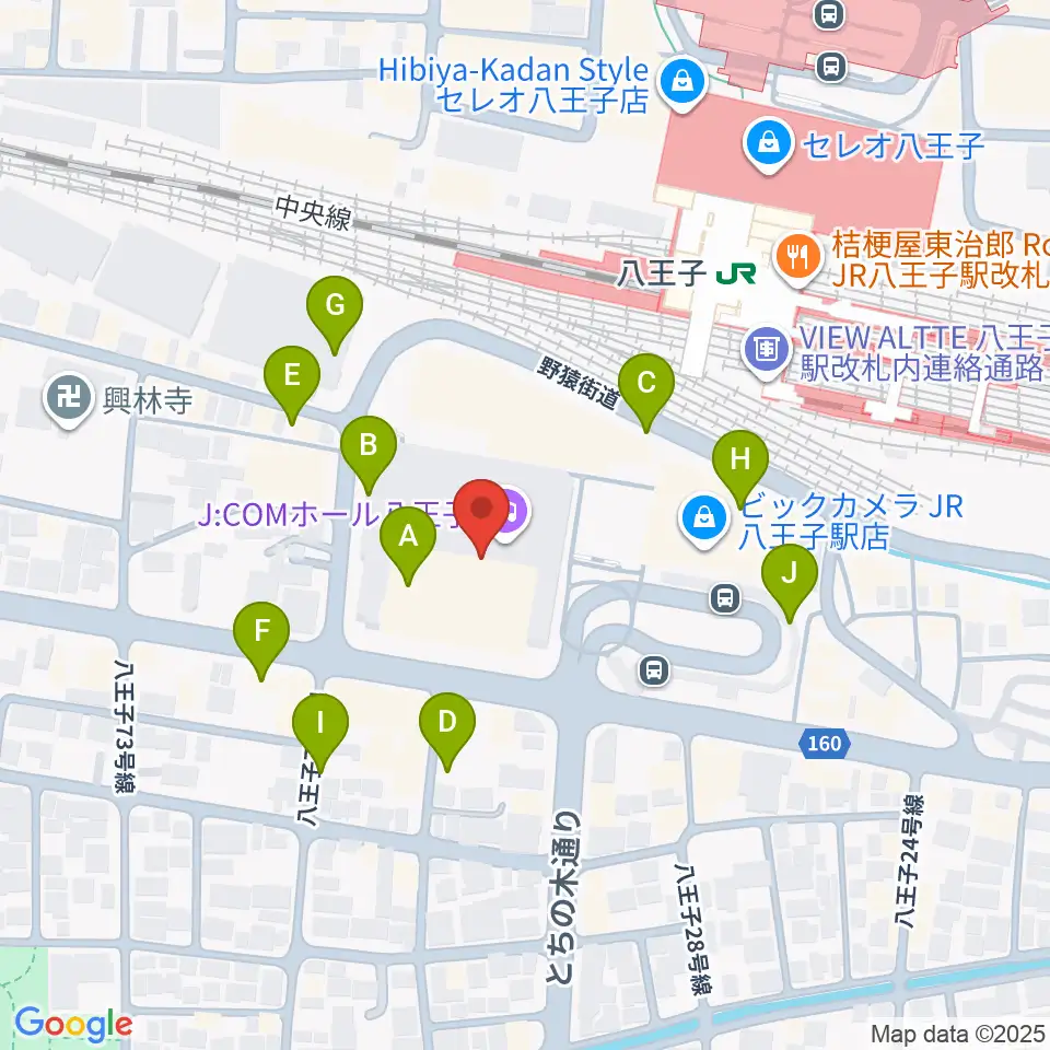 J:COMホール八王子周辺の駐車場・コインパーキング一覧地図