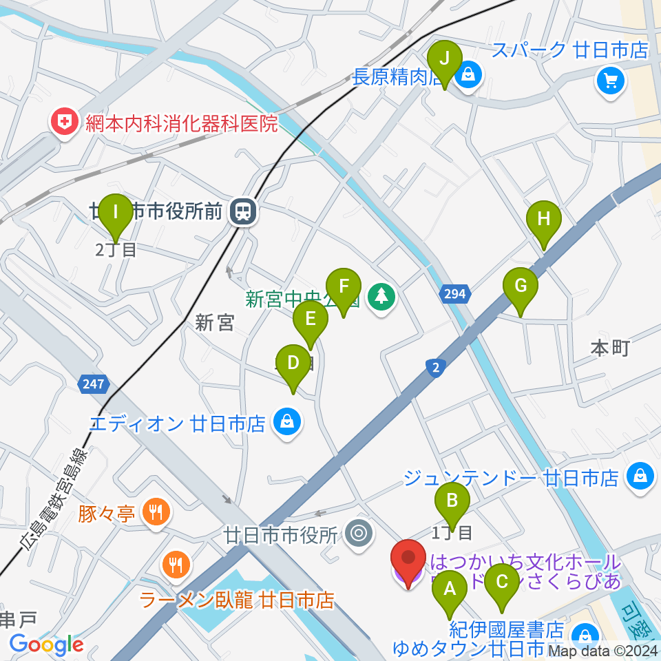 ウッドワンさくらぴあ周辺の駐車場・コインパーキング一覧地図