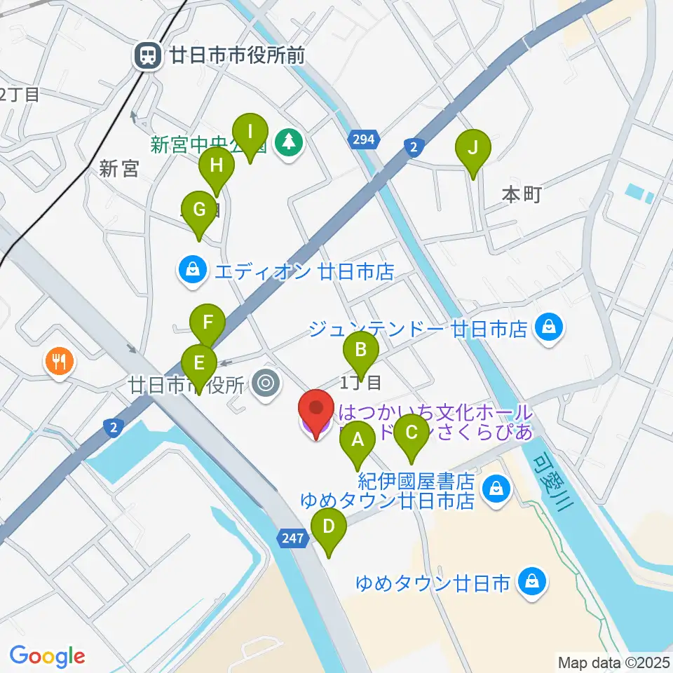 ウッドワンさくらぴあ周辺の駐車場・コインパーキング一覧地図