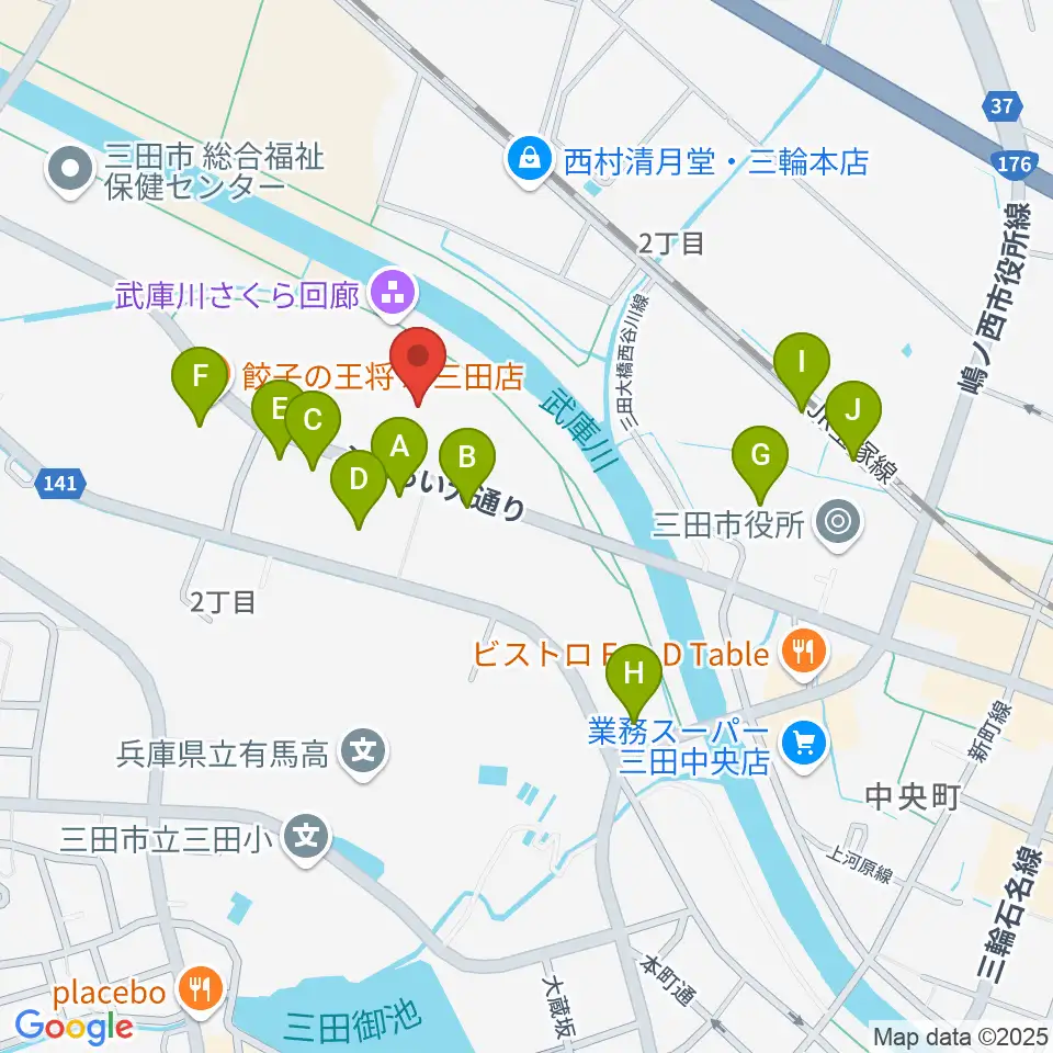 郷の音ホール周辺の駐車場・コインパーキング一覧地図