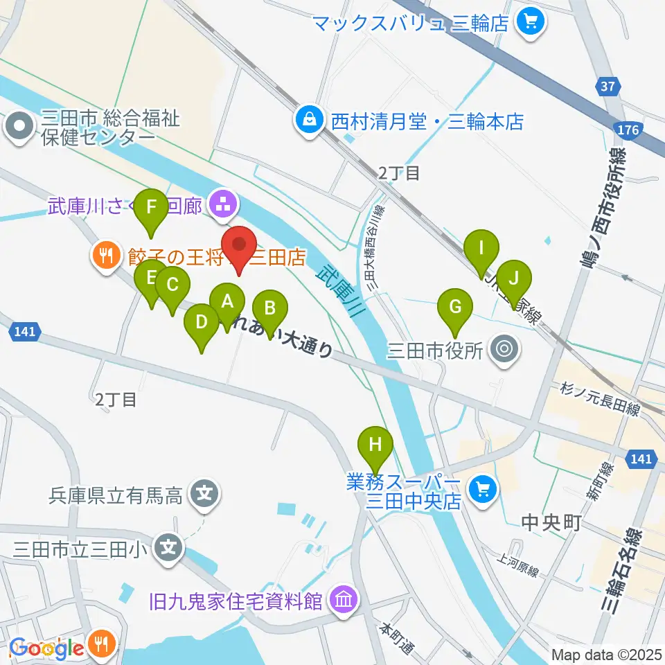 郷の音ホール周辺の駐車場・コインパーキング一覧地図