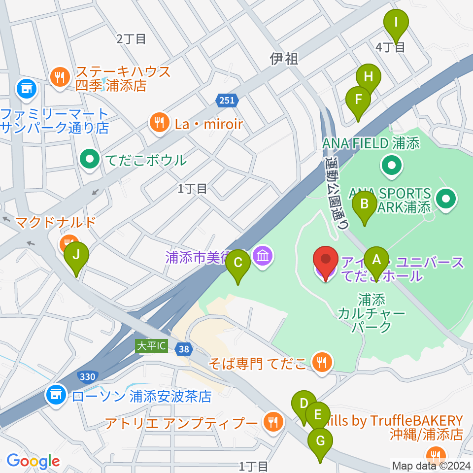 アイム・ユニバース てだこホール周辺の駐車場・コインパーキング一覧地図