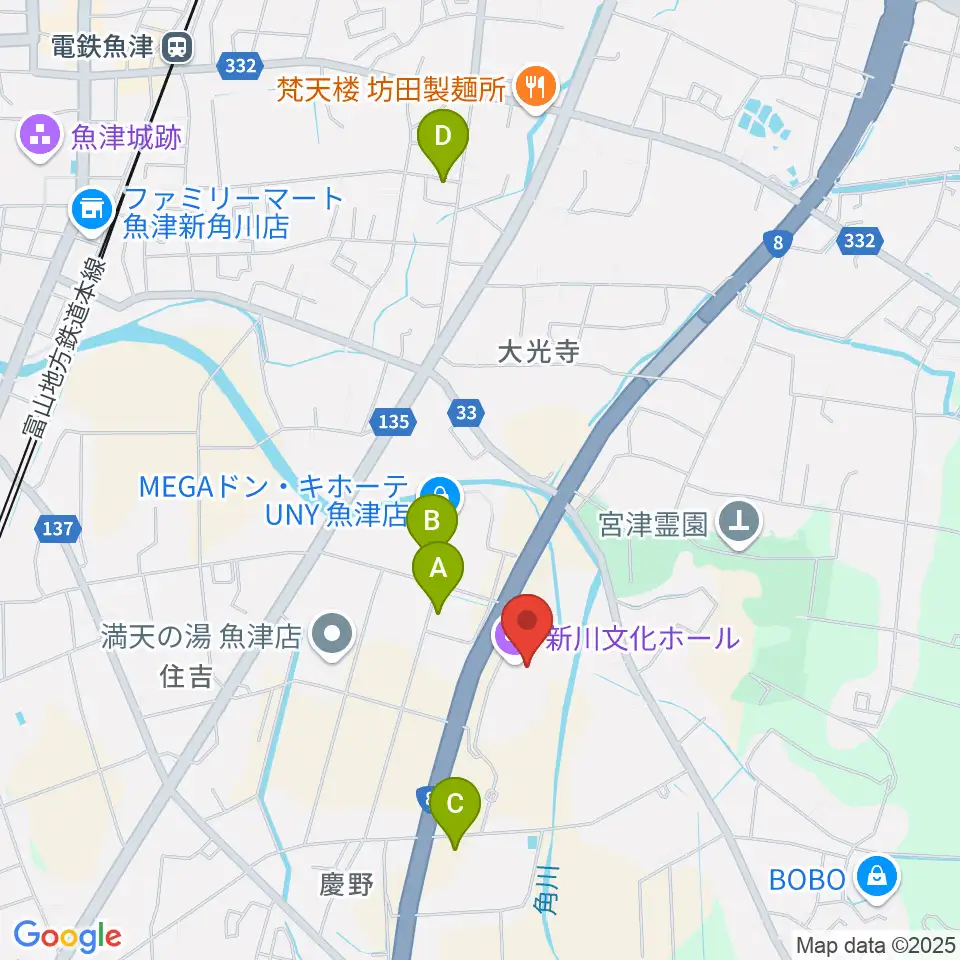 新川文化ホール ミラージュホール周辺の駐車場・コインパーキング一覧地図