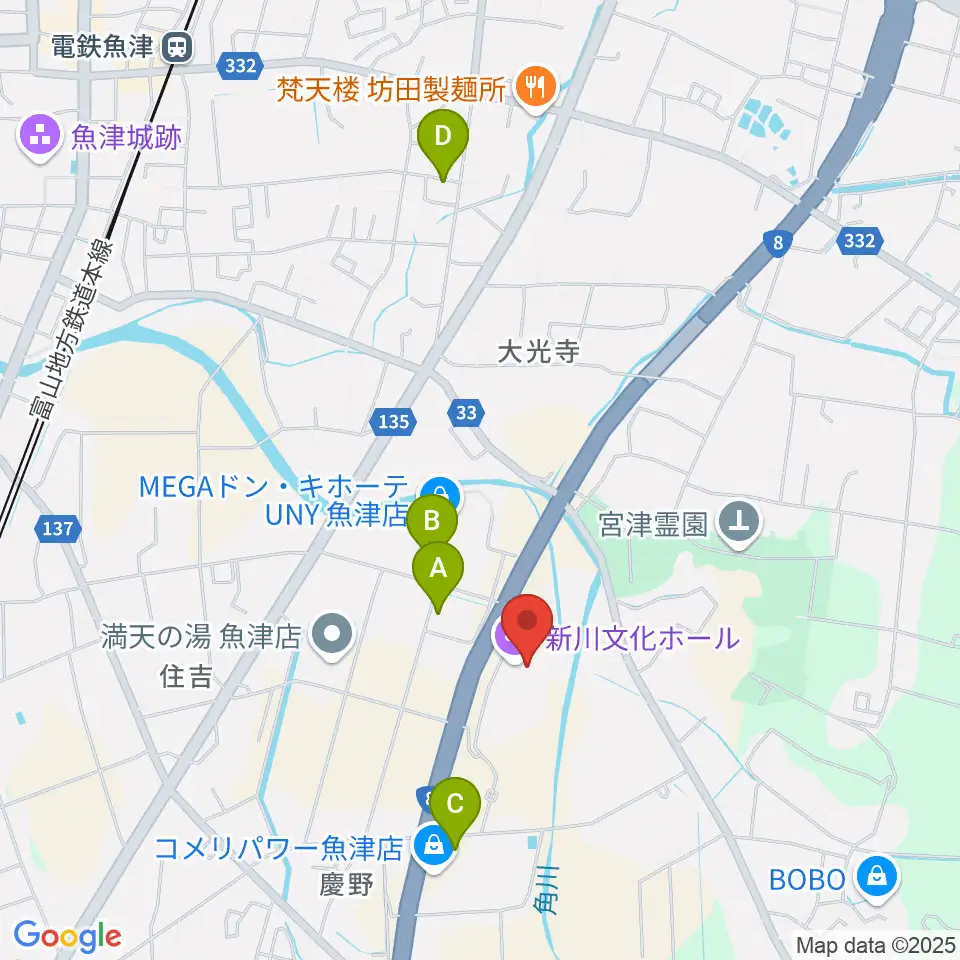 新川文化ホール ミラージュホール周辺の駐車場・コインパーキング一覧地図