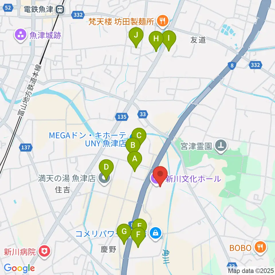 新川文化ホール ミラージュホール周辺の駐車場・コインパーキング一覧地図