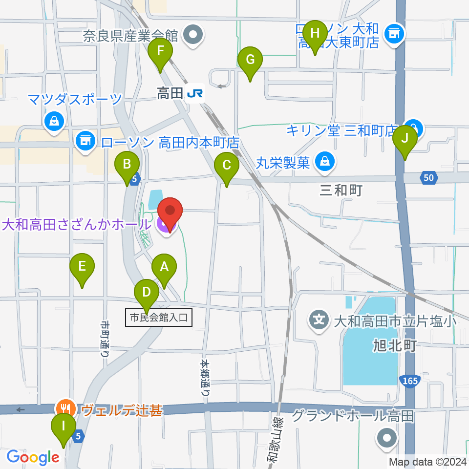 大和高田さざんかホール周辺の駐車場・コインパーキング一覧地図