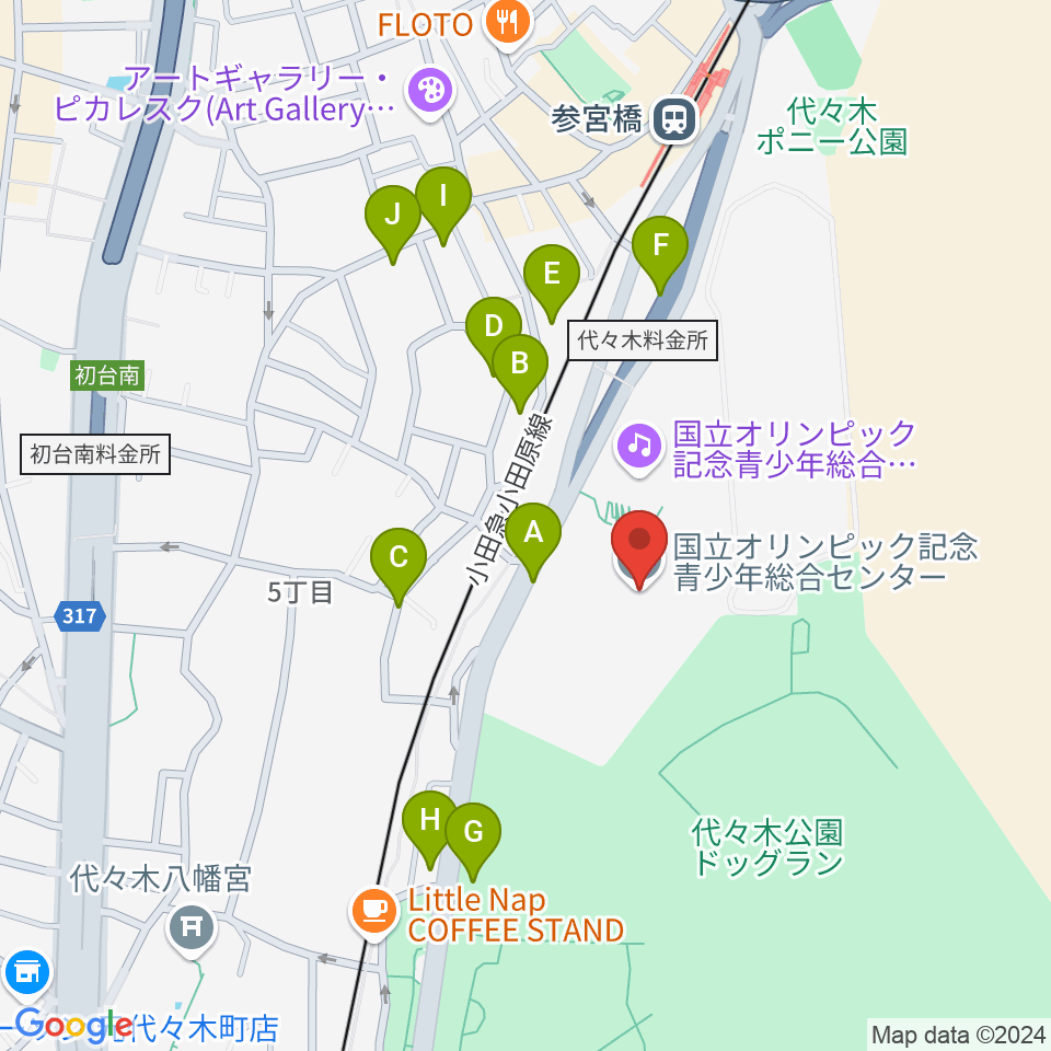 国立オリンピック記念青少年総合センター周辺の駐車場・コインパーキング一覧地図