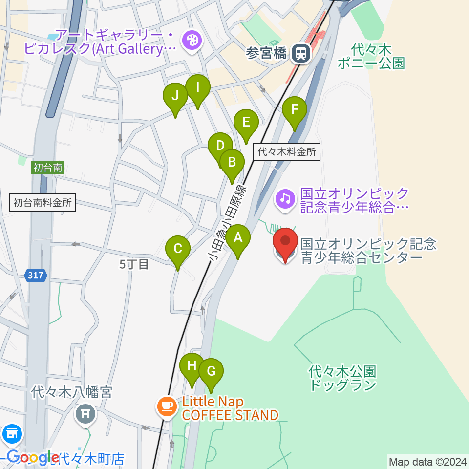 国立オリンピック記念青少年総合センター周辺の駐車場・コインパーキング一覧地図