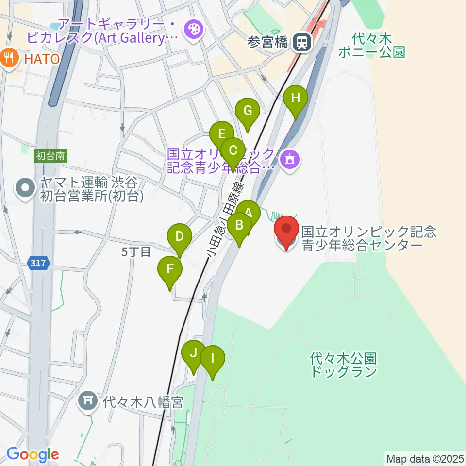 国立オリンピック記念青少年総合センター周辺の駐車場・コインパーキング一覧地図