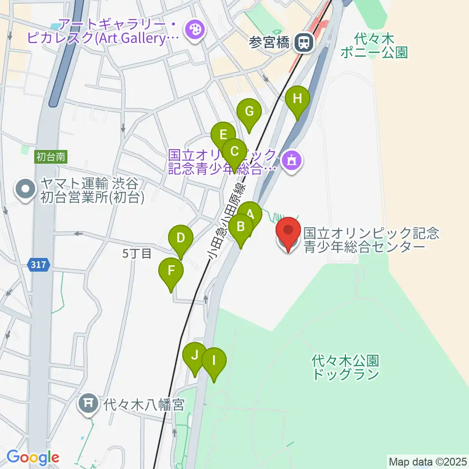 国立オリンピック記念青少年総合センター周辺の駐車場・コインパーキング一覧地図