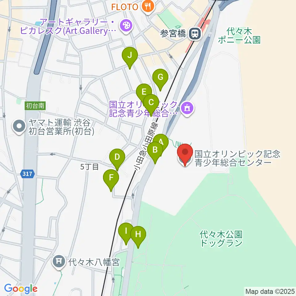 国立オリンピック記念青少年総合センター周辺の駐車場・コインパーキング一覧地図