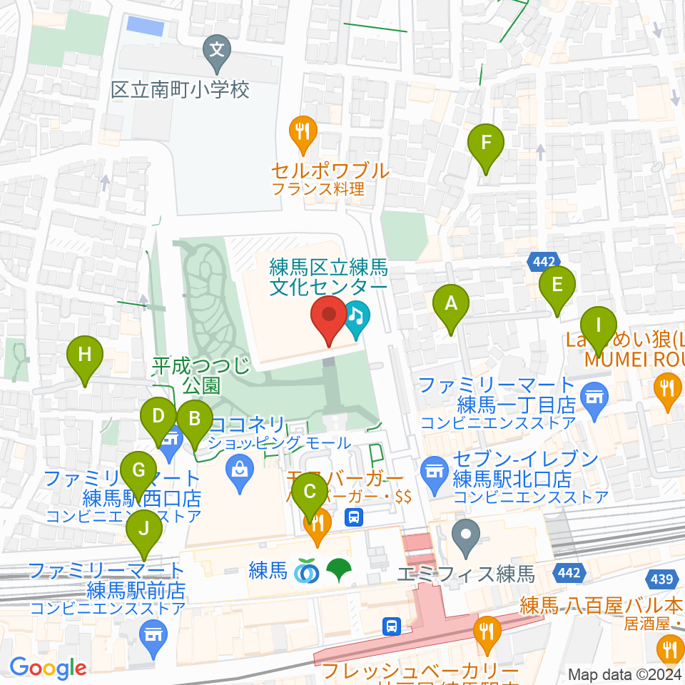 練馬文化センター周辺の駐車場・コインパーキング一覧地図