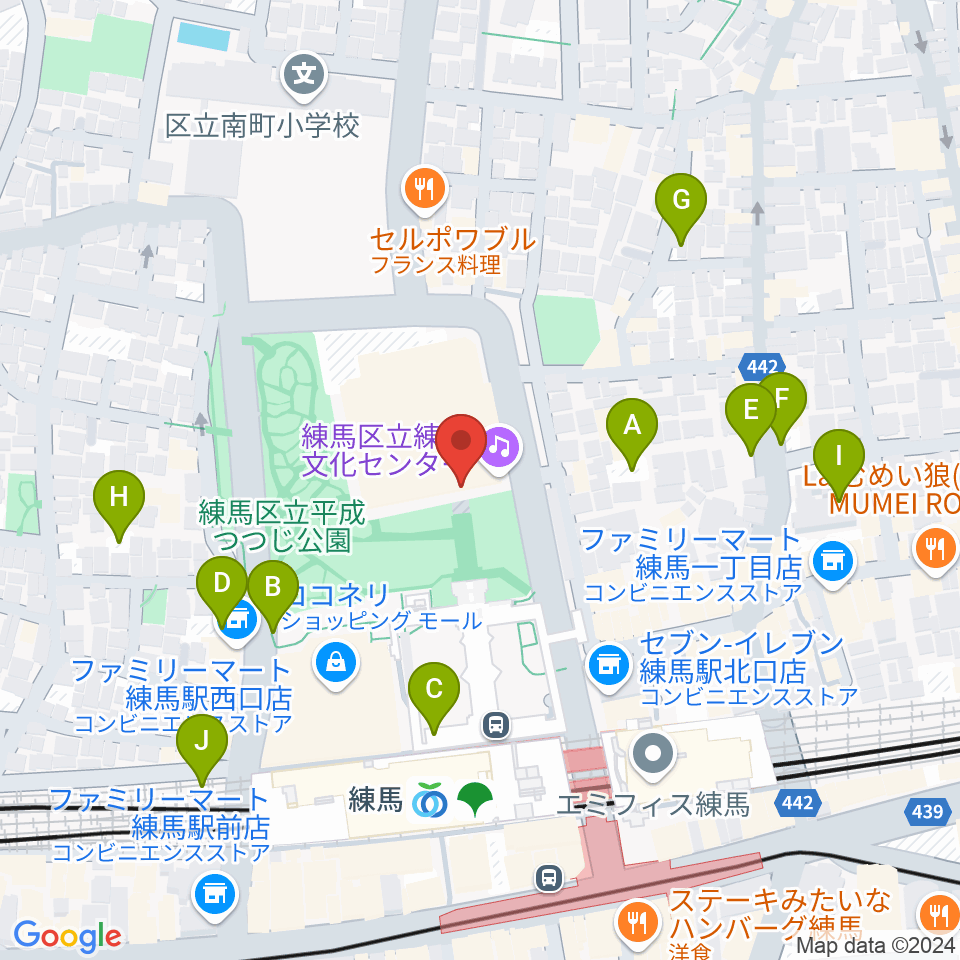 練馬文化センター周辺の駐車場・コインパーキング一覧地図