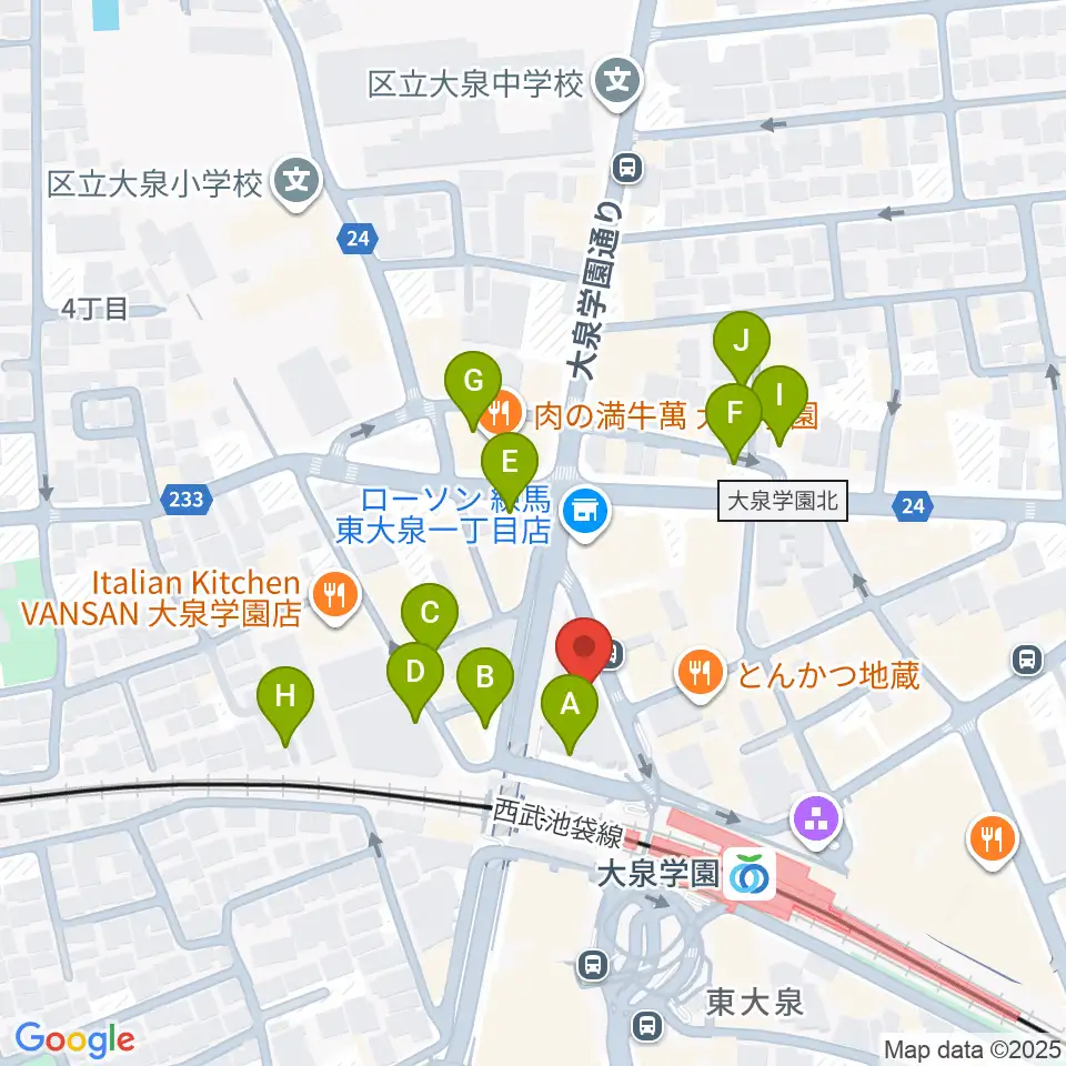 大泉学園ゆめりあホール周辺の駐車場・コインパーキング一覧地図