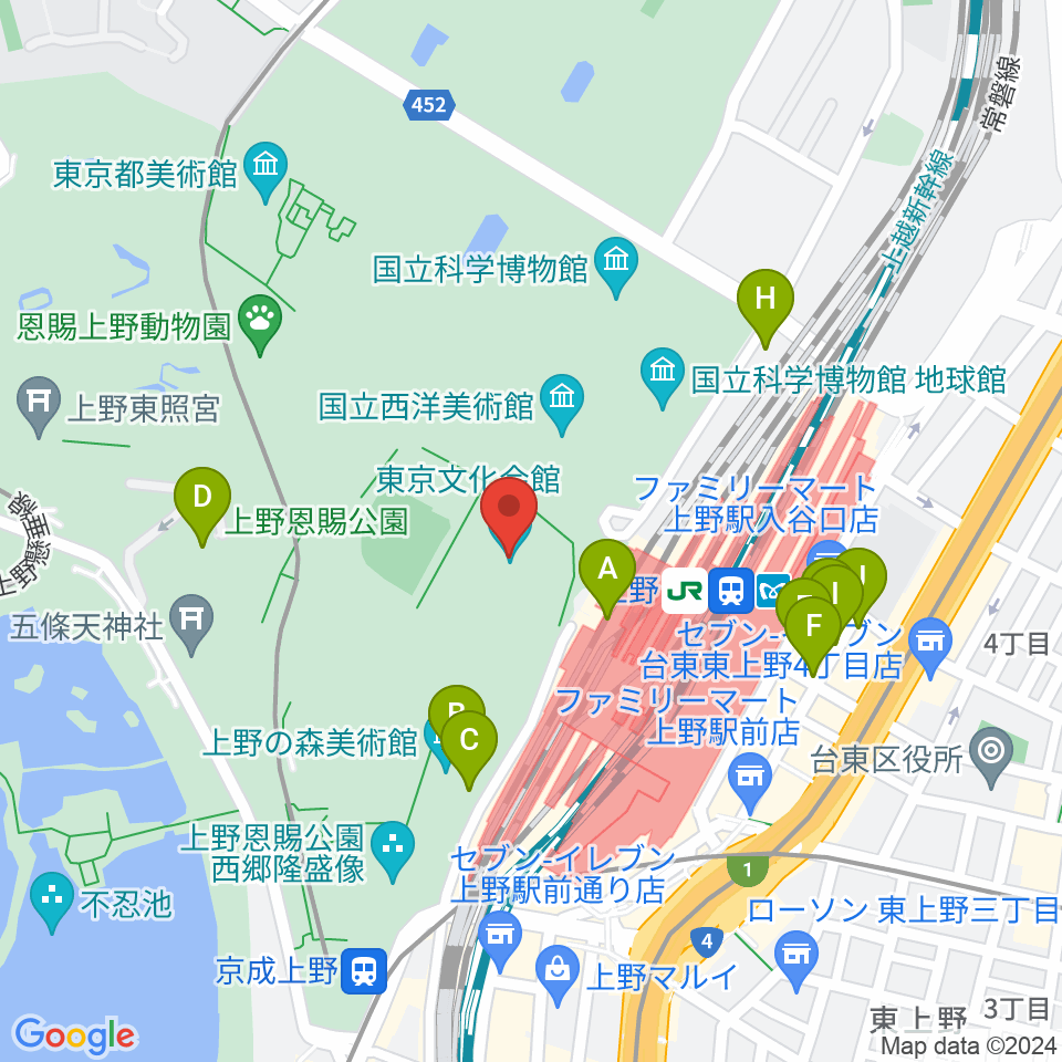 東京文化会館周辺の駐車場・コインパーキング一覧地図