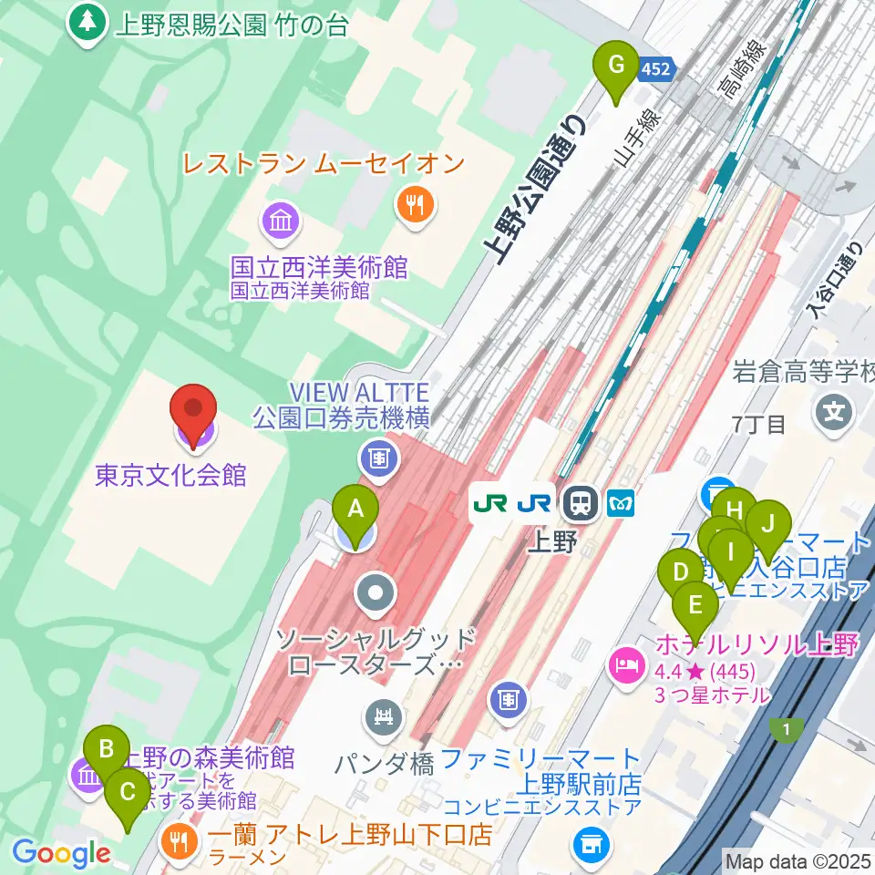 東京文化会館周辺の駐車場・コインパーキング一覧地図