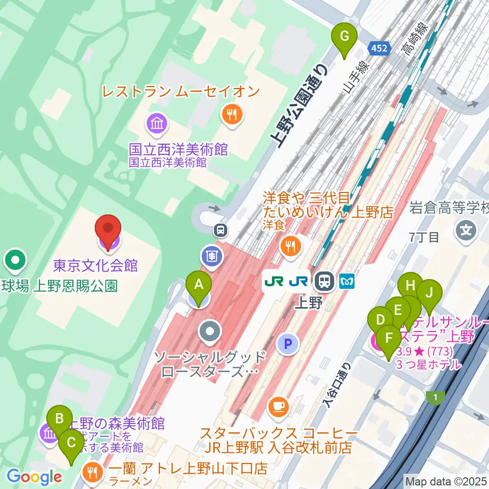東京文化会館周辺の駐車場・コインパーキング一覧地図