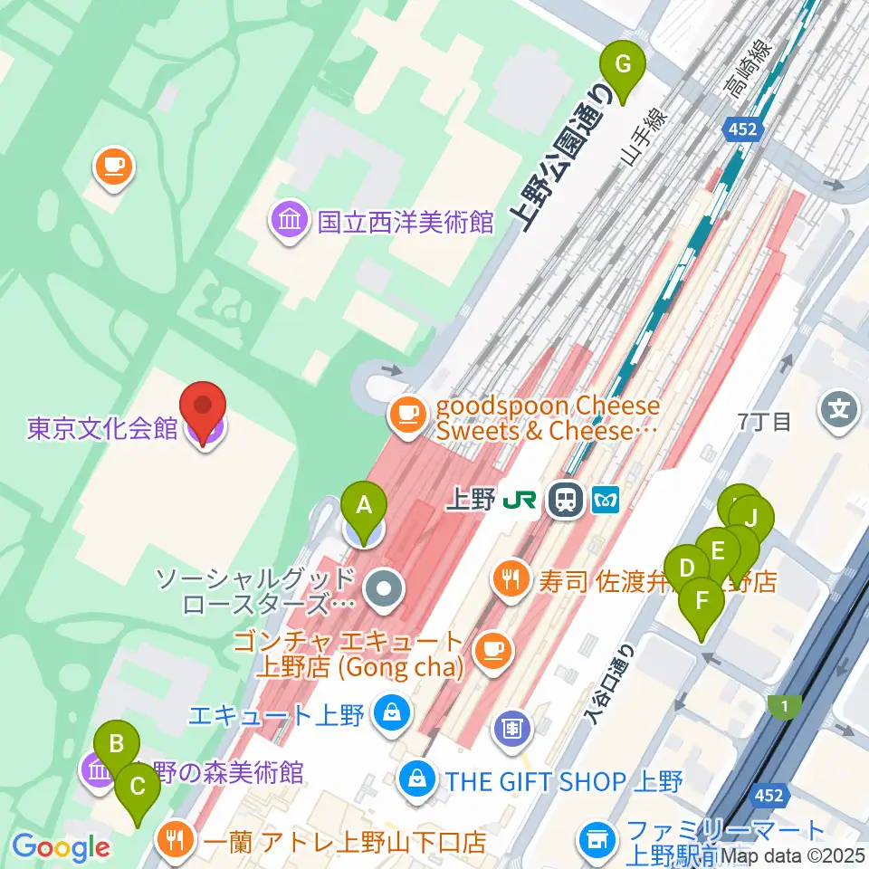 東京文化会館周辺の駐車場・コインパーキング一覧地図
